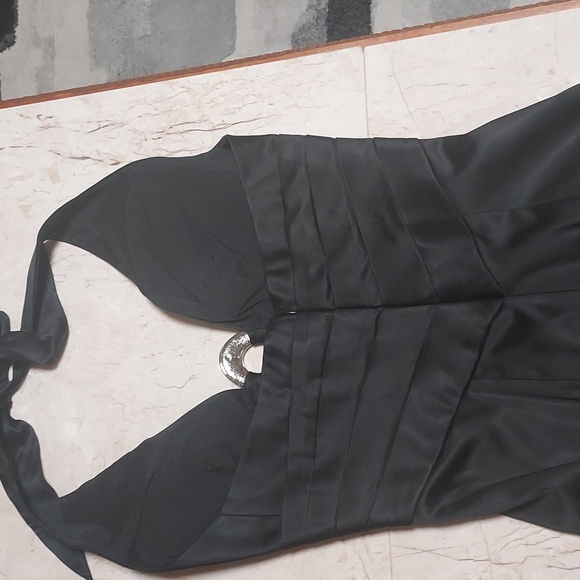 Vintage,Cache- Size 2, Black Haulter Streach Silk Midi . - Picture 5 of 9